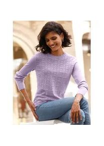 Strickpullover Classic Basics "Ajour-Pullover", Damen, Gr. 50, lila (flieder), 100% Polyacryl, unifarben, Pullover Strickpullover
