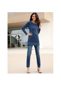 Longpullover Classic Basics "Longpullover", Damen, Gr. 44, blau (dunkelblau), 100% Baumwolle, unifarben, Pullover Longpullover