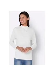 Stehkragenshirt Classic Basics "Stehkragen-Shirt", Damen, Gr. 46, beige (ecru), 100% Baumwolle, unifarben, Shirts Stehkragenshirt