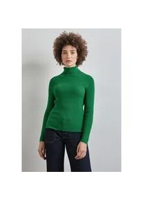 Rollkragenpullover Street One, Damen, Gr. 42, gr&uuml;n (vibrant gr&uuml;n), Stoff, 52% Viskose, 28% Polyester, 20% Nylon, unifarben, normal normal, hoch geschlossener Ausschnitt, abgesteppt, Pullover Rollkragenpullover, mit Rippstrick-Struktur