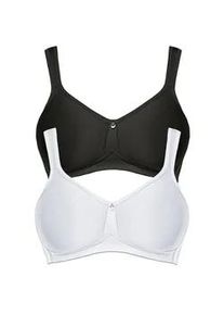 T-Shirt-BH SuSa "2er Pack Spacer BH ohne B&uuml;gel Catania", Damen, Gr. 90, Cup C, bunt (schwarz wei&szlig;), Stoff, Obermaterial: 43% Polyamid PA. 39% Polyester PES. 18% Elasthan EL., BHs T-Shirt-BH