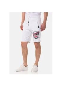 Cipo & Baxx Stoffhose CIPO & BAXX "Hose", Herren, Gr. XXL, US-Gr&ouml;&szlig;en, wei&szlig;, 72% Baumwolle, 22% Polyester, 6% Elasthan, bedruckt, regular fit kniefrei, Hosen Stoffhose, mit Bein-Print