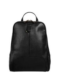 Cityrucksack Samantha Look, Damen, Gr. B/H/T: 20cm x 32cm x 6cm, onesize, schwarz, Leder, Rindsleder, Rucks&auml;cke Cityrucksack, echt Leder, Made in Italy