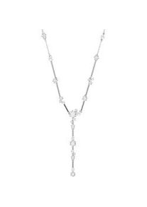 Y-Kette Swarovski "Schmuck Geschenk Constella Y-Halskette", silber (metallfarben, kristallwei&szlig;, wei&szlig;), Halsketten, Damen, Metall Perlen, L: 48 B: 6mm, Metall, Perlen, mit Swarovski Zirkonia (synth.) - mit Swarovski Perle, B:6mm