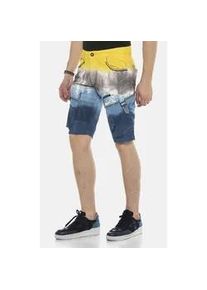 Cipo & Baxx Jeansbermudas CIPO & BAXX "Bermuda & Short", Herren, Gr. 42, Normalgr&ouml;&szlig;en, bunt (gelb, blau), 98% Baumwolle, 2% Elasthan, unifarben, Basic, regular fit kurz, Jeans, aus Baumwollmix