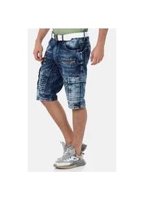 Cipo & Baxx Stoffhose CIPO & BAXX "Shorts", Herren, Gr. 38, Normalgr&ouml;&szlig;en, blau, 100% Baumwolle, unifarben, regular fit knielang, Hosen Stoffhose, mit vielen Details