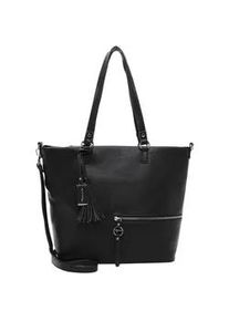 Shopper Tamaris "Shopper TAS Nele", Damen, Gr. B/H/T: 43cm x 32cm x 16cm 0, schwarz (schwarz 100), Polyurethan, Taschen Shopper