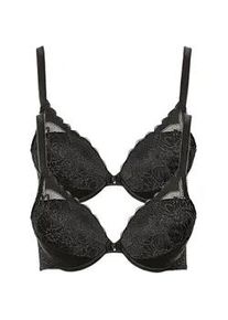 Push-up-BH LISCA "2er Pack Push up BH Evelyn", Damen, Gr. 70, Cup D, schwarz, Spitze, Obermaterial: 82% Polyamid PA. 18% Elasthan EL., BHs Push-up-BH