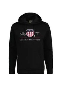 Sweatshirt Gant "Sweatshirt REGULAR ARCHIVE SHIELD HOODIE", Herren, Gr. 5XL, schwarz, Obermaterial: 78% Baumwolle CO. 22% Polyester PES., Sweatshirts Sweatshirt