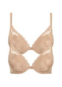 Push-up-BH LISCA "2er Pack Push up BH Evelyn", Damen, Gr. 80, Cup B, beige (sweet almond), Spitze, Obermaterial: 82% Polyamid PA. 18% Elasthan EL., BHs Push-up-BH