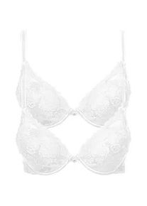 Push-up-BH LISCA "2er Pack Push up BH Evelyn", Damen, Gr. 75, Cup D, wei&szlig;, Spitze, Obermaterial: 82% Polyamid PA. 18% Elasthan EL., BHs Push-up-BH