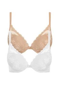 Push-up-BH LISCA "2er Pack Push up BH Evelyn", Damen, Gr. 70, Cup B, bunt (sweet almond, wei&szlig;), Spitze, Obermaterial: 82% Polyamid PA. 18% Elasthan EL., BHs Push-up-BH