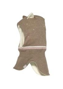 Schlupfm&uuml;tze MaxiMo, M&auml;dchen, Gr. 51, braun, Feinstrick, Baumwolle, gemustert, M&uuml;tzen, im Katzen-Design