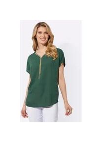 Longbluse Classic Basics, Damen, Gr. 44, gr&uuml;n (moos), 100% Viskose, unifarben, V-Ausschnitt, Blusen Longbluse
