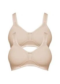 Entlastungs-BH SuSa "2er Pack Entlastungs BH ohne B&uuml;gel Basics", Damen, Gr. 80, Cup C, beige (cappuccino cappuccino), Stoff, Obermaterial: 97% Baumwolle CO. 3% Elasthan EL., BHs Entlastungs-BH