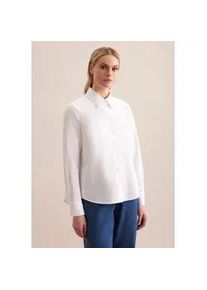 Hemdbluse Seidensticker, Damen, Gr. M38, wei&szlig;, 97% Baumwolle, 3% Elasthan, unifarben, regular fit, ohne Ausschnitt, Blusen Hemdbluse, 1/1 Kragen Uni