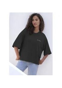 Oversize-Shirt Copenhagen Studios "mit hochwertiger Logostickerei", Damen, Gr. M (38), schwarz, Single Jersey, Obermaterial: 100% Baumwolle, unifarben, oversize, Rundhals, weit normaler Saum, Shirts, aus heavy Bio-Baumwoll-Qualit&auml;t