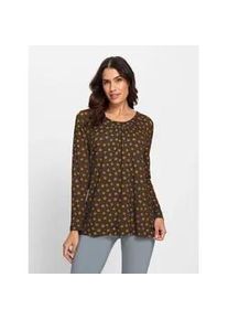 Tunikashirt Inspirationen "Tunikashirt", Damen, Gr. 38, gelb (graphit, ocker, bedruckt), 95% Viskose, 5% Elasthan, bedruckt, gebl&uuml;mt, gemustert, mehrfarbig, Rundhals, Shirts