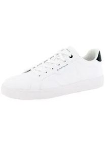 Sneaker Tom Tailor, Herren, Gr. 42, wei&szlig;, Lederimitat, kontrastfarbene Details, Schuhe Sneaker, Kontrastbesatz an der Ferse, Freizeitschuh, Halbschuh, Schn&uuml;rschuh