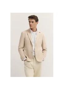 Sakko Bugatti, Herren, Gr. 56, beige (30, beige), 52% Viskose, 29% Polyester, 18% Baumwolle, 1% Elasthan, unifarben, normal, Manschette, Sakkos Sakko, mit Reverskragen und Stretch