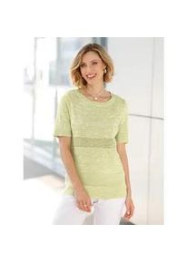 Rundhalspullover Classic Basics "Pullover", Damen, Gr. 36, gr&uuml;n (pistazie, meliert), 75% Polyacryl, 25% Baumwolle, unifarben, Pullover Rundhalspullover