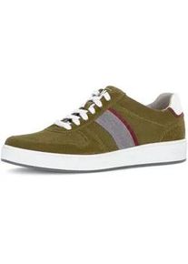 Sneaker PIUS Gabor, Herren, Gr. 9,5 (44), gr&uuml;n (oliv kombiniert), Veloursleder, Schuhe Sneaker, Freizeitschuh, Halbschuh, Schn&uuml;rer mit Kontrastbes&auml;tze, Weite G