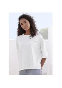 Oversize-Shirt Copenhagen Studios "mit hochwertiger Logostickerei", Damen, Gr. S (36), wei&szlig; (hellwei&szlig;), Single Jersey, Obermaterial: 100% Baumwolle, unifarben, oversize, Rundhals, weit normaler Saum, Shirts, aus heavy Bio-Baumwoll-Qualit&auml;t