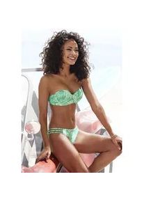 B&uuml;gel-Bandeau-Bikini-Top Venice Beach "Moloka", Damen, Gr. 40, Cup E, gr&uuml;n (gr&uuml;n bedruckt), Recycling-Polyamid, bedruckt, Bikini-Oberteile, Abnehmbare Tr&auml;ger