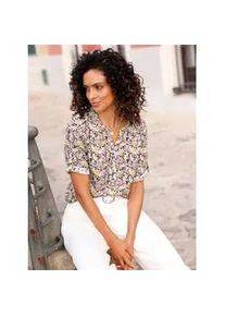 Schlupfbluse Inspirationen, Damen, Gr. 48, rosa (hortensie, gelb, bedruckt), 100% Viskose, bedruckt, gebl&uuml;mt, gemustert, mehrfarbig, V-Ausschnitt, Blusen Schlupfbluse