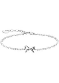 Armband Thomas Sabo "Schleifen mit wei&szlig;en Steinen" Gr. 19, bunt (silberfarben, wei&szlig;, wei&szlig;), Armb&auml;nder, Damen, 19, Silber 925 (recycelt), Armband, mit Zirkonia (synth.)