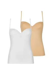 BH-Hemd Nina von C. "2er Pack BH Hemdchen Secret", Damen, Gr. 85, Cup A, bunt (wei&szlig; caramel), Obermaterial: 95% Polyamid PA. 5% Elasthan EL., BHs BH-Hemd