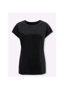 Kurzarmbluse Classic Basics, Damen, Gr. 48, schwarz, 100% Polyester, unifarben, Rundhals, Blusen