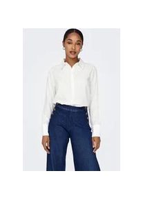 Hemdbluse Only "ONLBERIT LIFE L/S SHIRT WVN", Damen, Gr. S, wei&szlig; (snow wei&szlig;), Web, Obermaterial: 100% Viskose, unifarben, regular fit Po-bedeckend, Manschette, Blusen Hemdbluse