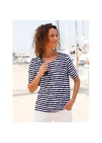 Kurzarmshirt Casual Looks "Ringelshirt", Damen, Gr. 36, bunt (marine, ecru, geringelt), 95% Viskose, 5% Elasthan, gemustert, mehrfarbig, Rundhals, Shirts