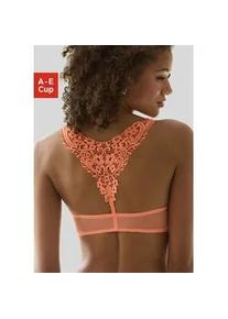 Push-up-BH Lascana, Damen, Gr. 70, Cup A, orange (neon pfirsich), Spitze, Obermaterial: 60% Polyamid, 35% Polyester, 5% Elasthan, BHs Push-up-BH, mit h&uuml;bschem Stickereimotiv im R&uuml;cken, sexy Dessous