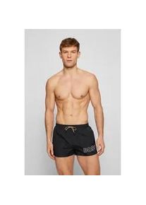 Badeshorts BOSS "Mooneye 1022926", Herren, Gr. L, N-Gr, schwarz, Microfaser, Polyamid, unifarben, Basic, Badehosen Badeshorts, mit elastischem Bund