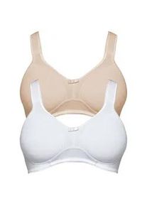 Entlastungs-BH SuSa "2er Pack Entlastungs BH ohne B&uuml;gel Basics", Damen, Gr. 80, Cup D, bunt (wei&szlig; cappuccino), Stoff, Obermaterial: 97% Baumwolle CO. 3% Elasthan EL., BHs Entlastungs-BH