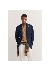 Sakko Bugatti, Herren, Gr. 56, blau (390, marine), 100% Wolle, unifarben, normal, Manschette, Sakkos Sakko, aus Wolle