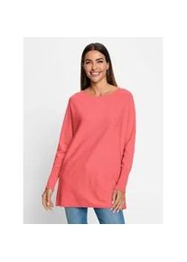 Strickpullover Heine "Pullover", Damen, Gr. 44/46, orange (koralle), 42% Viskose, 30% Lyocell, 28% Polyester, unifarben, Pullover Strickpullover