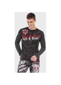 Cipo & Baxx T-Shirt CIPO & BAXX "Sweatshirts", Damen, Gr. S, schwarz, 95% Baumwolle, 5% Elasthan, bedruckt, regular fit, Shirts T-Shirt, mit Allover-Muster und Logoprint