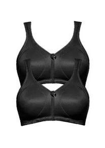 Entlastungs-BH SuSa "2er Pack Entlastungs BH Topsy Plus", Damen, Gr. 100, Cup E, schwarz (schwarz schwarz), Stoff, Obermaterial: 78% Polyamid PA. 22% Elasthan EL., BHs Entlastungs-BH