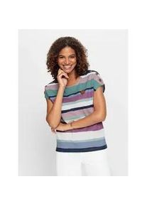 T-Shirt Casual Looks "Shirt", Damen, Gr. 48, bunt (jade, violett, bedruckt), 100% Baumwolle, gemustert, gestreift, mehrfarbig, Rundhals, Shirts T-Shirt