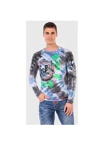 Cipo & Baxx T-Shirt CIPO & BAXX "Sweatshirts", Damen, Gr. S, blau, 95% Baumwolle, 5% Elasthan, bedruckt, regular fit, Shirts T-Shirt, mit trendigem Print