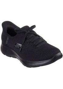 Slip-On Sneaker Skechers "SUMMITS-NEW DAILY", Damen, Gr. 35, schwarz (schwarz, uni), Textil, Schuhe, Slipper, Freizeitschuh in veganer Verarbeitung