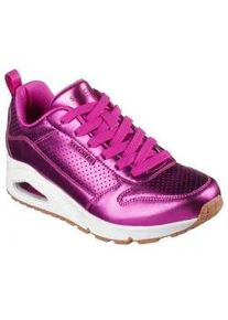 Sneaker Skechers "UNO-METALLIXS", Damen, Gr. 38, pink (magenta), Leder, metallic, Schuhe Sneaker, Keilsneaker, Plateausneaker, Schn&uuml;rschuh, Halbschuh im Metallic-Look