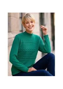 Stehkragenpullover Classic Basics "Stehkragen-Pullover", Damen, Gr. 44, gr&uuml;n, 100% Baumwolle, unifarben, Pullover Stehkragenpullover