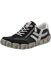 Slip-On Sneaker Rieker, Damen, Gr. 39, schwarz (schwarz, grau), Leder, Lederimitat, kontrastfarbene Details, Schuhe, Halbschuh, Schlupfschuh, Freizeitschuh mit weicher Innensohle, Topseller