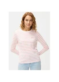 Langarmshirt Lascana, Damen, Gr. 36/38, rosa (wei&szlig;, ros&eacute;), Web, Obermaterial: 50% Baumwolle, 50% Polyester, gestreift, figurumspielend h&uuml;ftlang, Rundhals, Shirts Langarmshirt
