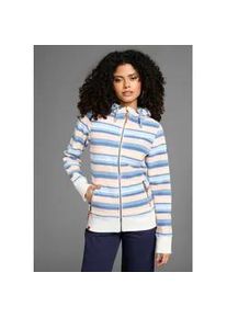 Fleecejacke Kangaroos, Damen, Gr. 36/38, bunt, Fleece, Obermaterial: 100% Polyester, bedruckt, gestreift, bequem h&uuml;ftlang, Jacken Fleecejacke, mit Kapuze im trendigen Streifen-Design