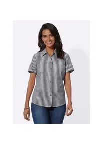 Hemdbluse Casual Looks, Damen, Gr. 54, blau (marine, gestreift), 100% Baumwolle, gemustert, mehrfarbig, Blusen Hemdbluse